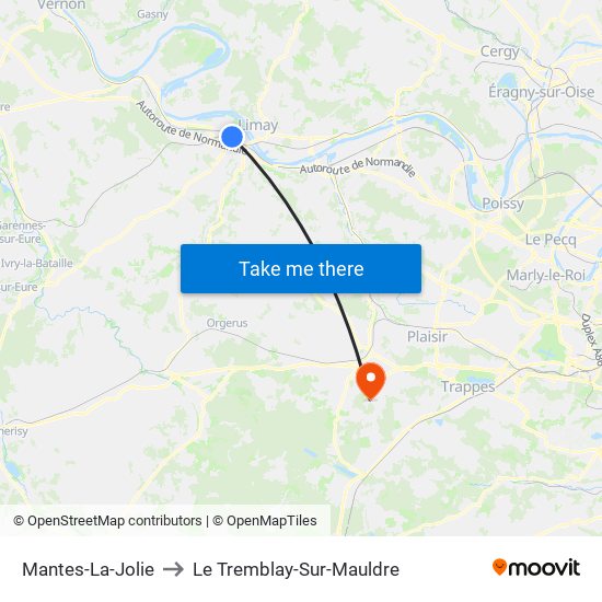 Mantes-La-Jolie to Le Tremblay-Sur-Mauldre map