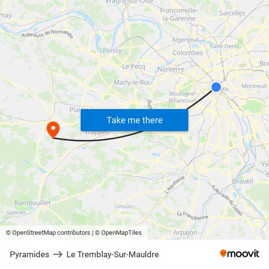 Pyramides to Le Tremblay-Sur-Mauldre map