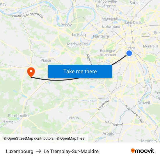Luxembourg to Le Tremblay-Sur-Mauldre map