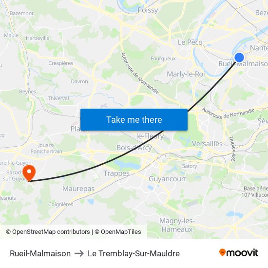 Rueil-Malmaison to Le Tremblay-Sur-Mauldre map