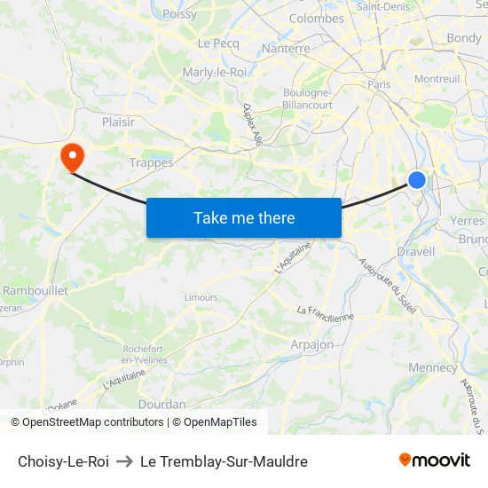 Choisy-Le-Roi to Le Tremblay-Sur-Mauldre map