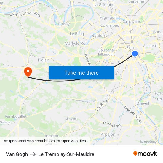 Van Gogh to Le Tremblay-Sur-Mauldre map
