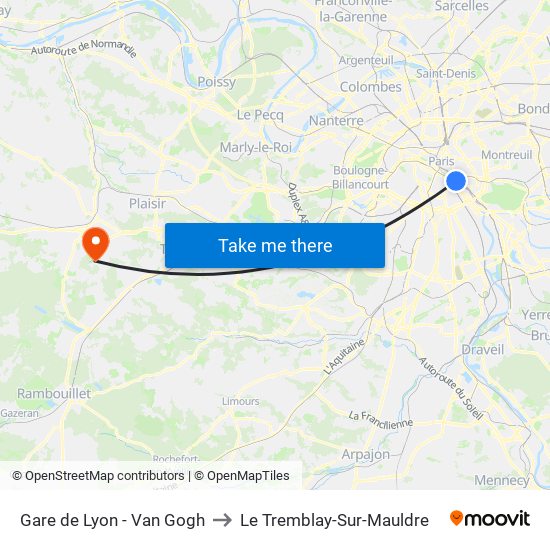 Gare de Lyon - Van Gogh to Le Tremblay-Sur-Mauldre map