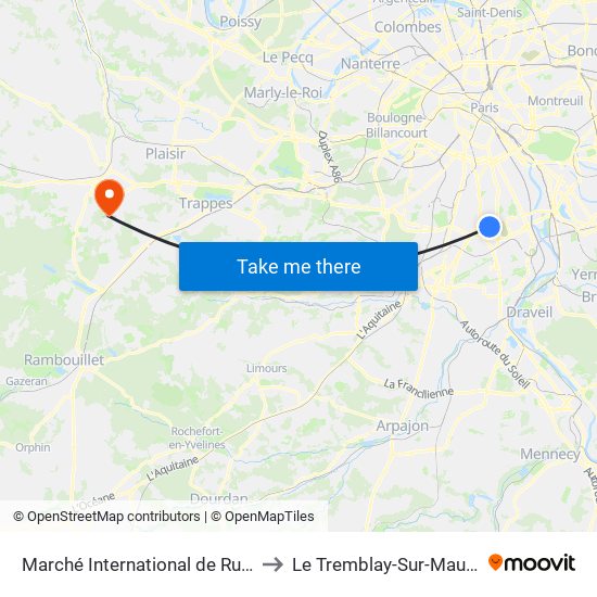 Marché International de Rungis to Le Tremblay-Sur-Mauldre map