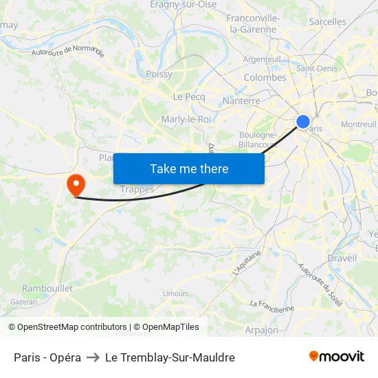 Paris - Opéra to Le Tremblay-Sur-Mauldre map