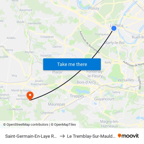 Saint-Germain-En-Laye RER to Le Tremblay-Sur-Mauldre map