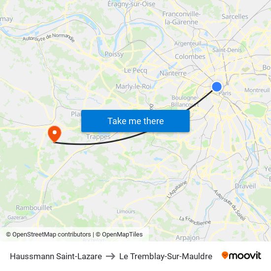 Haussmann Saint-Lazare to Le Tremblay-Sur-Mauldre map