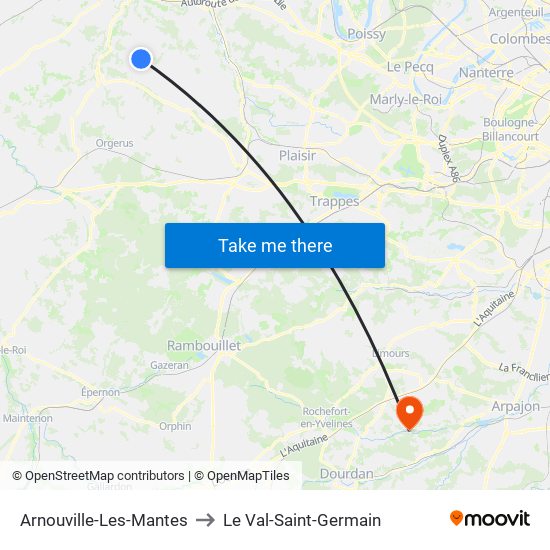 Arnouville-Les-Mantes to Le Val-Saint-Germain map