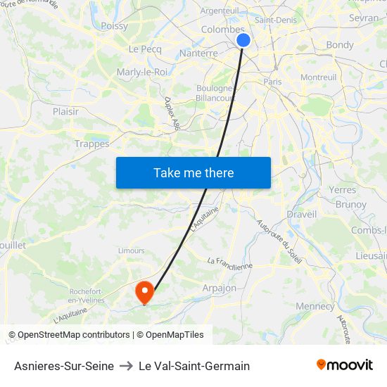 Asnieres-Sur-Seine to Le Val-Saint-Germain map
