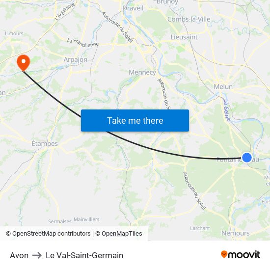 Avon to Le Val-Saint-Germain map