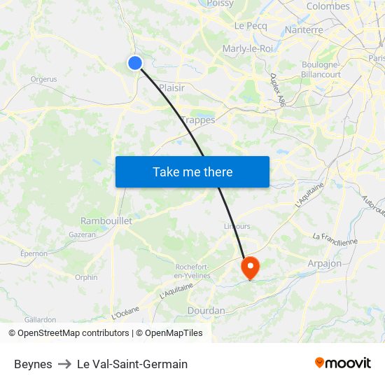 Beynes to Le Val-Saint-Germain map