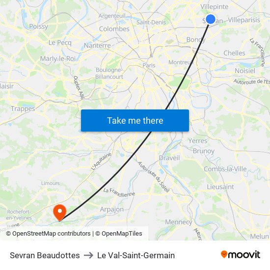 Sevran Beaudottes to Le Val-Saint-Germain map