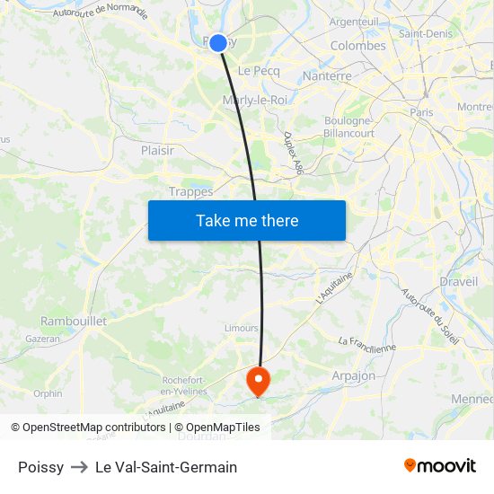 Poissy to Le Val-Saint-Germain map