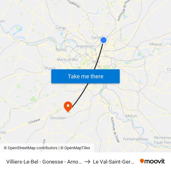Villiers-Le-Bel - Gonesse - Arnouville to Le Val-Saint-Germain map