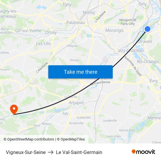 Vigneux-Sur-Seine to Le Val-Saint-Germain map