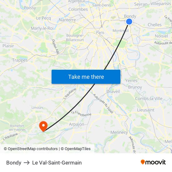 Bondy to Le Val-Saint-Germain map