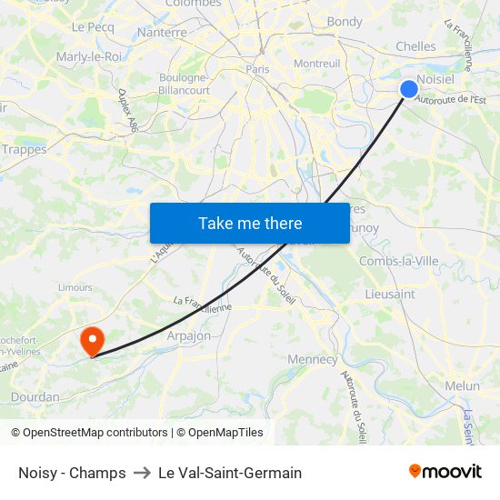 Noisy - Champs to Le Val-Saint-Germain map