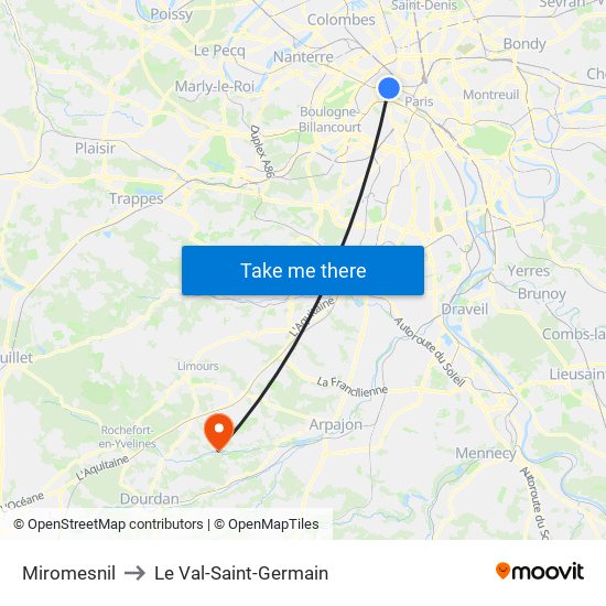 Miromesnil to Le Val-Saint-Germain map