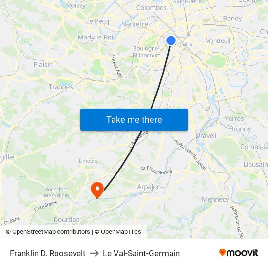 Franklin D. Roosevelt to Le Val-Saint-Germain map