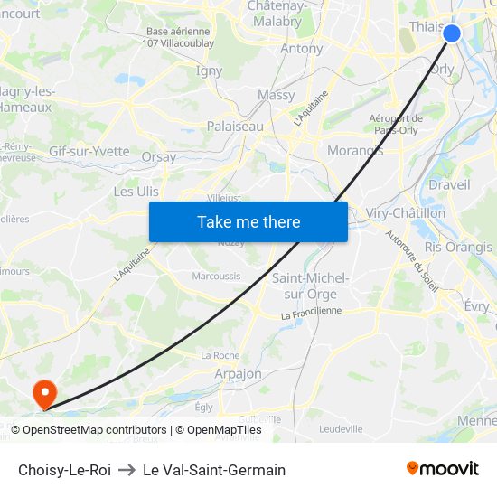 Choisy-Le-Roi to Le Val-Saint-Germain map