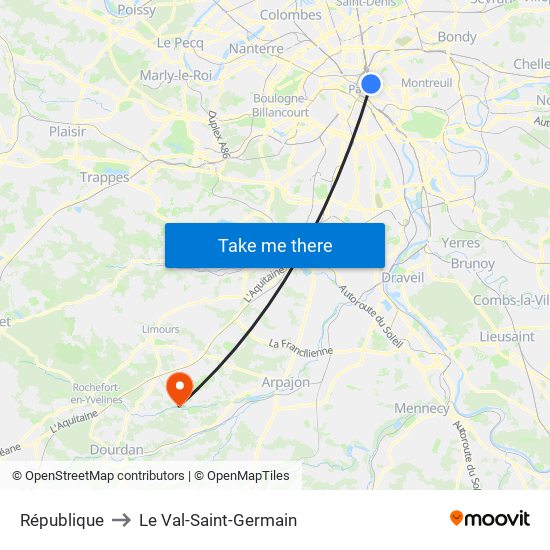 République to Le Val-Saint-Germain map