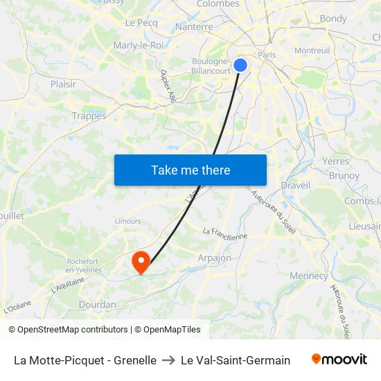 La Motte-Picquet - Grenelle to Le Val-Saint-Germain map