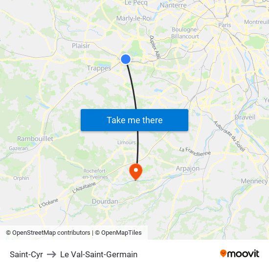 Saint-Cyr to Le Val-Saint-Germain map