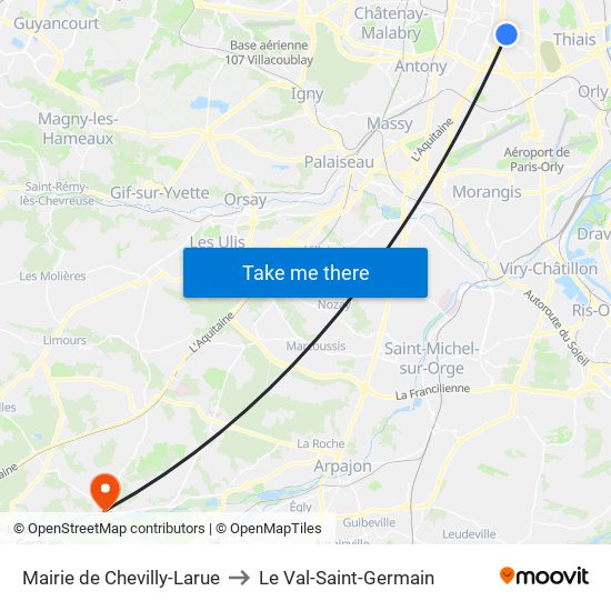 Mairie de Chevilly-Larue to Le Val-Saint-Germain map