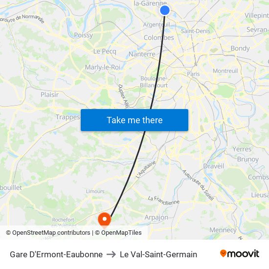 Gare D'Ermont-Eaubonne to Le Val-Saint-Germain map