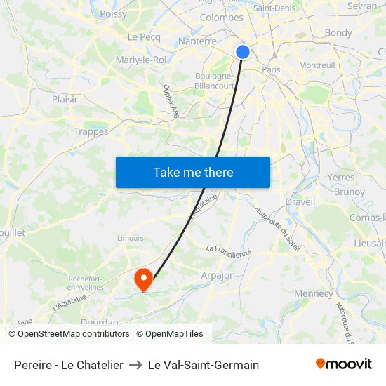 Pereire - Le Chatelier to Le Val-Saint-Germain map