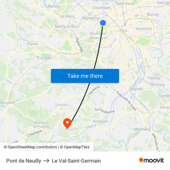 Pont de Neuilly to Le Val-Saint-Germain map