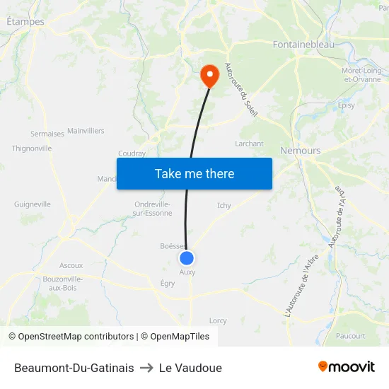 Beaumont-Du-Gatinais to Le Vaudoue map