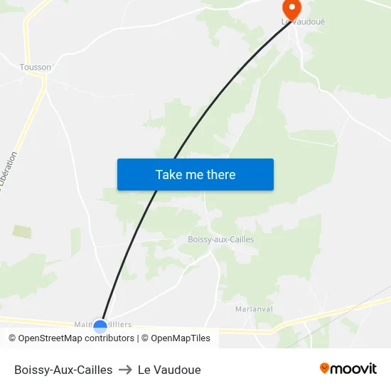 Boissy-Aux-Cailles to Le Vaudoue map