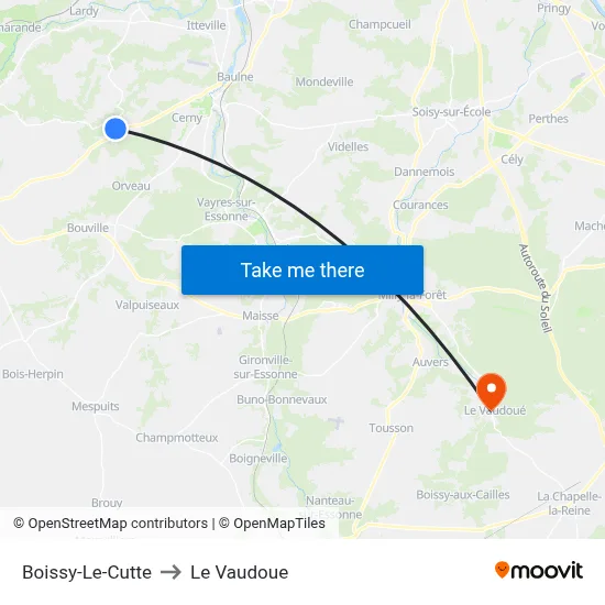 Boissy-Le-Cutte to Le Vaudoue map