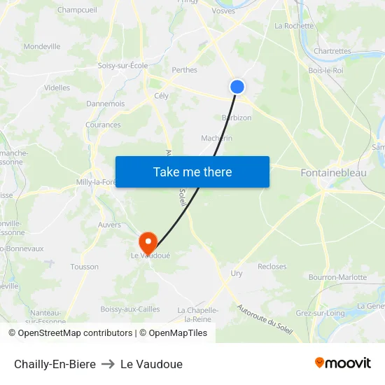 Chailly-En-Biere to Le Vaudoue map