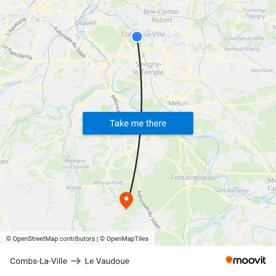 Combs-La-Ville to Le Vaudoue map