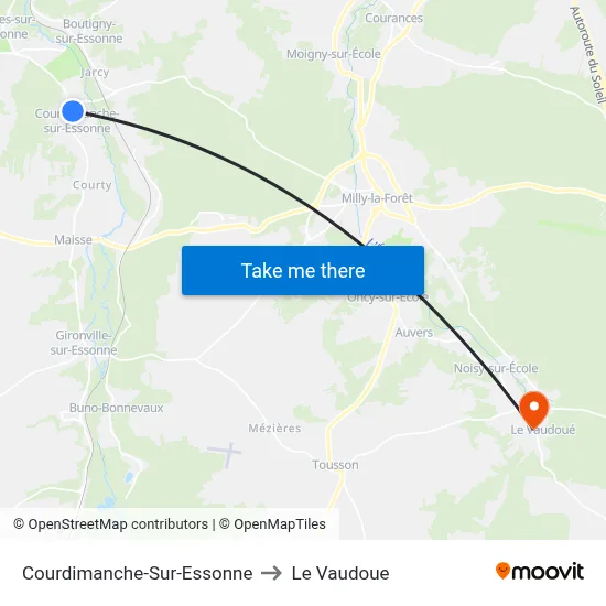 Courdimanche-Sur-Essonne to Le Vaudoue map