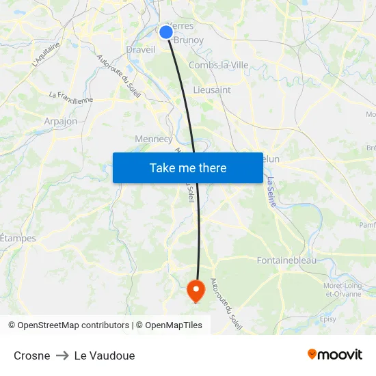 Crosne to Le Vaudoue map