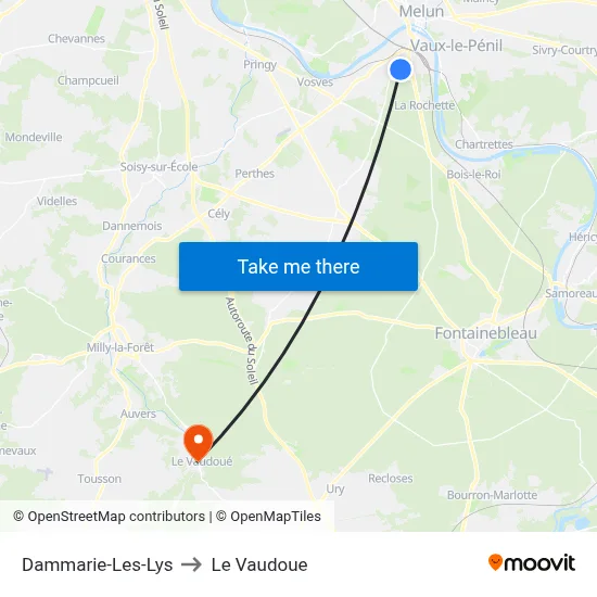 Dammarie-Les-Lys to Le Vaudoue map