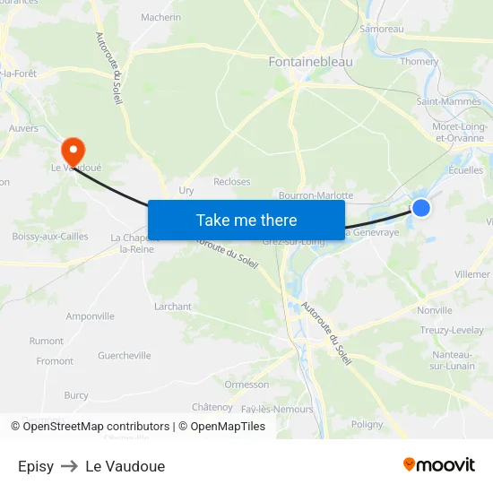 Episy to Le Vaudoue map