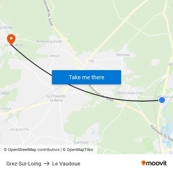 Grez-Sur-Loing to Le Vaudoue map