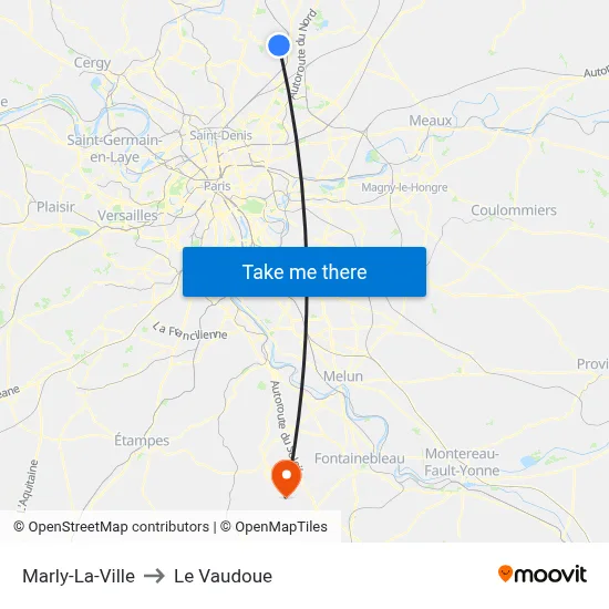 Marly-La-Ville to Le Vaudoue map