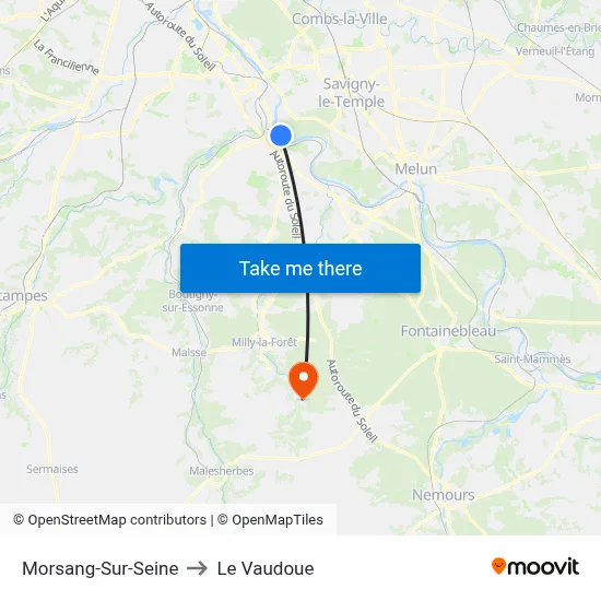Morsang-Sur-Seine to Le Vaudoue map
