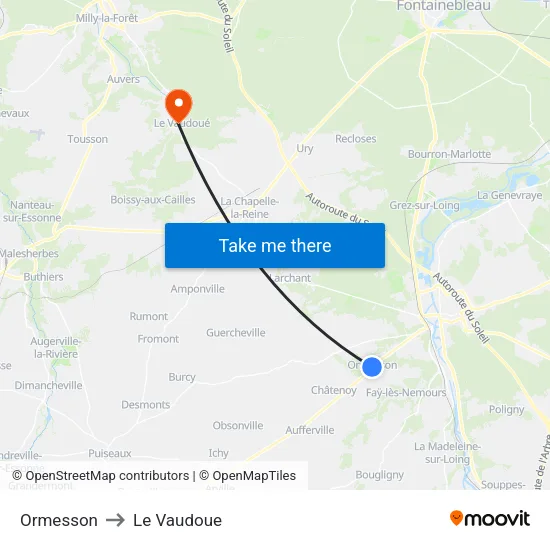 Ormesson to Le Vaudoue map