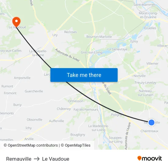 Remauville to Le Vaudoue map