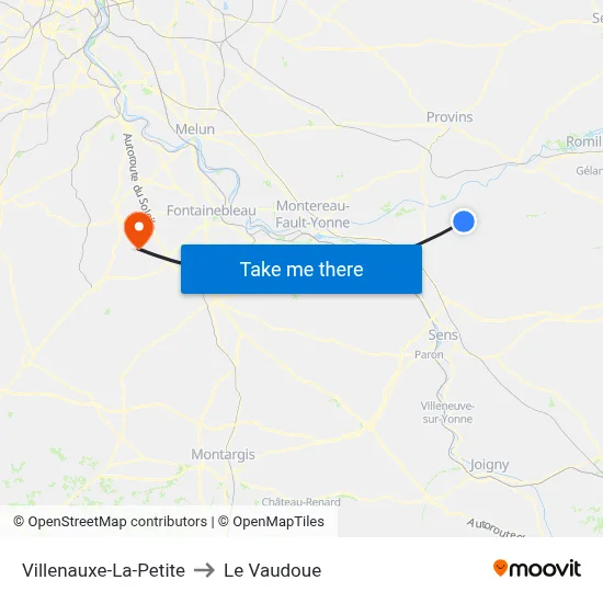 Villenauxe-La-Petite to Le Vaudoue map