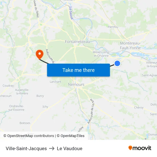 Ville-Saint-Jacques to Le Vaudoue map