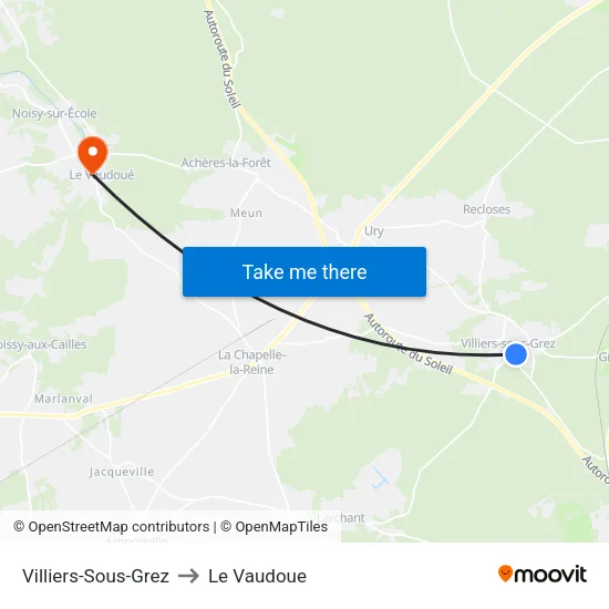 Villiers-Sous-Grez to Le Vaudoue map