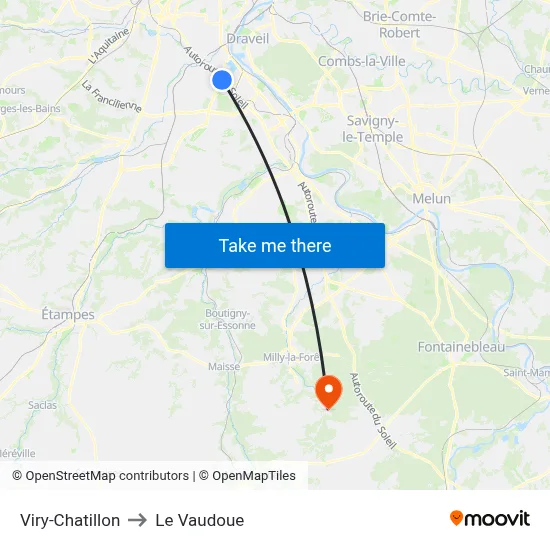 Viry-Chatillon to Le Vaudoue map