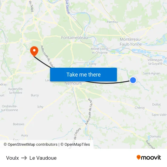 Voulx to Le Vaudoue map